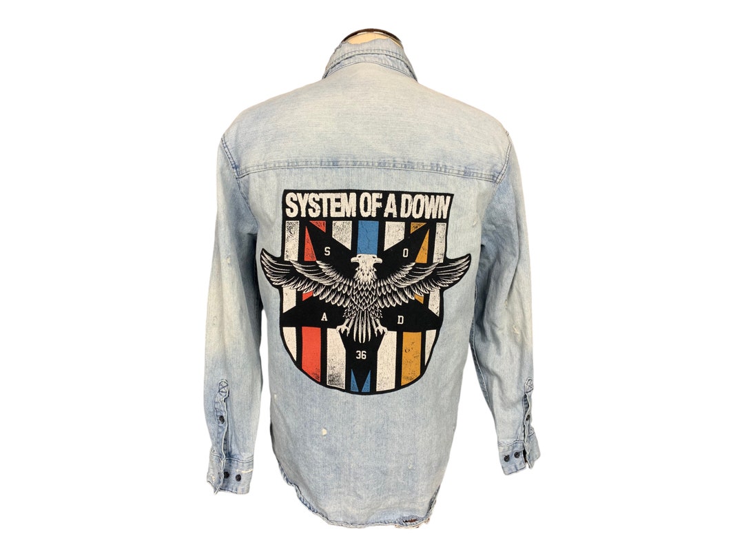 System of a Down Back Patch Denim Jacket Rework Upcycled Etsy