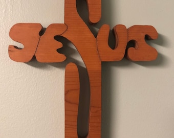 Hand carved wooden Jesus Cross Jesus Crucifix