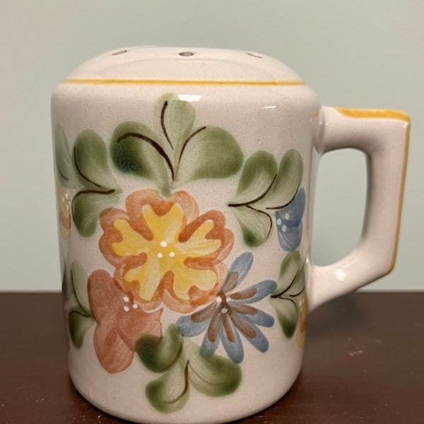 Vintage Louisville Stoneware ’Country Flowers’ Large Shaker Stoneware Shaker Cheese Shaker