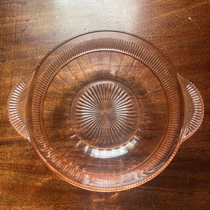 Pink Depression Glass Handled Serving Bowl Anchor Hocking Pink Coronation Bowl