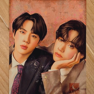 BTS Fanart - Stars and the Moon (Jin and V) 5x7&quot; Mini Wall Art Print