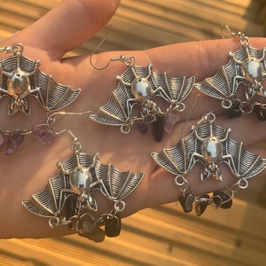 Gothic Crystal Bat Earrings