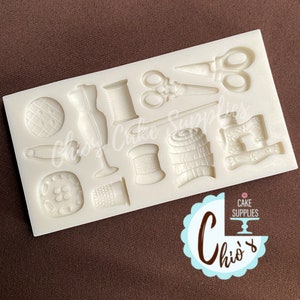 Tailor sewing / mannequin, scissors, sewing machine silicone mold, 12 cavities.