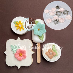 Flower Embosser Silicone Mold + Stainless Steel Cutter 2 pieces set, 4 different designs