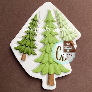 Big Pine Tree, Christmas Trees Silicone Mold. 5.25&quot; H, 3 different sizes