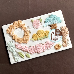 Big Garland of roses, roses, and leaves Silicone Mold, 10 cavities