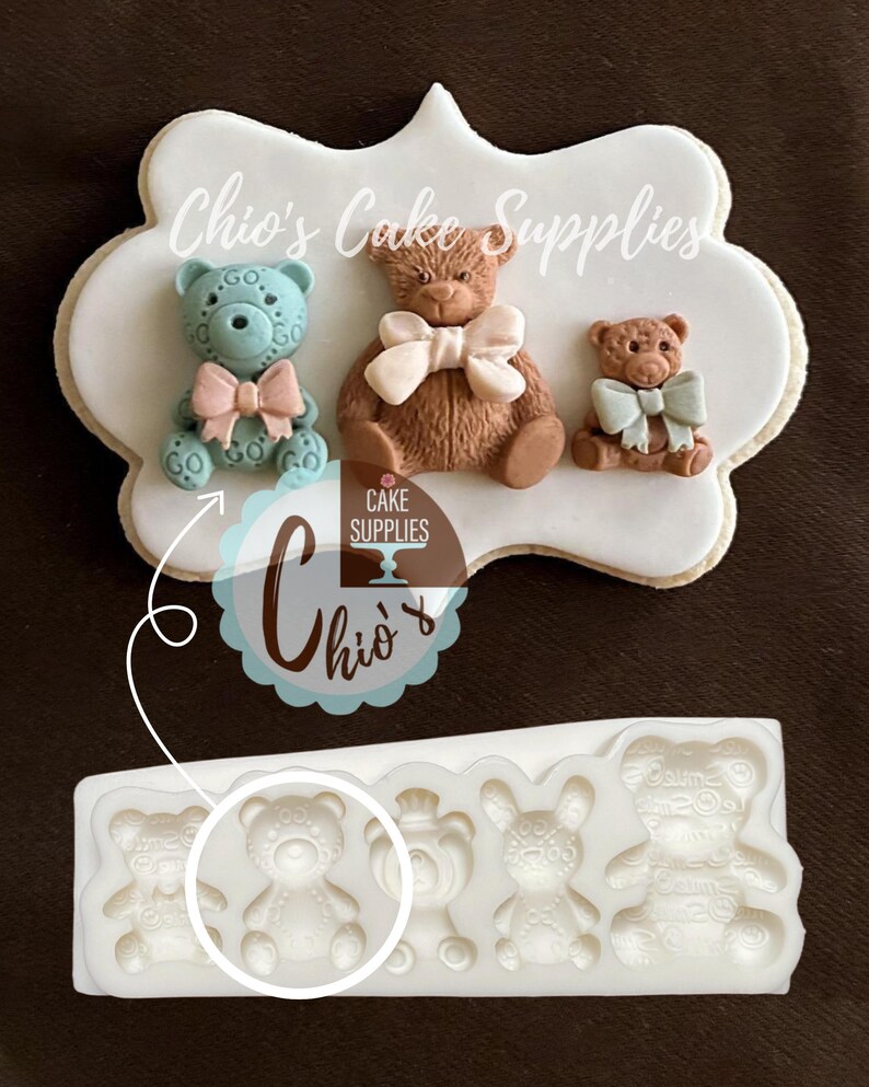 Stampo in silicone a tema orsacchiotto, 5 cavità diverse immagine 6