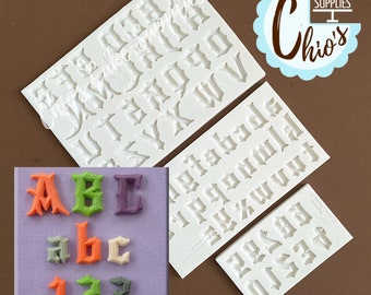 Alphabet Letters & Numbers Silicone Molds. Font #010