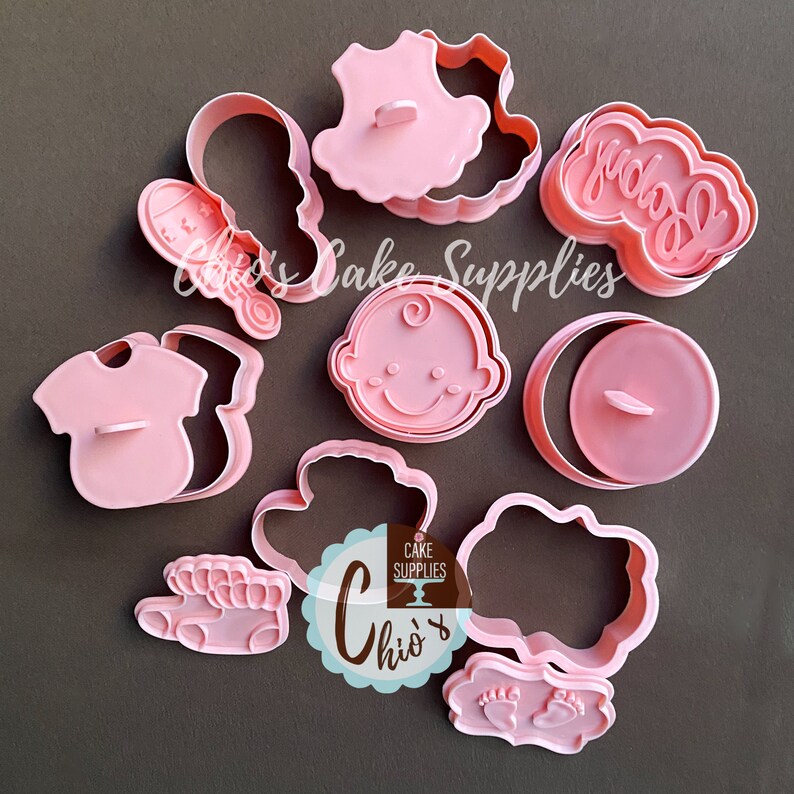 Baby Shower Themed Cookie Cutter With Stamp 16 Pieces Set 8 Etsy