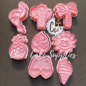 Beach / Summer Themed Cookie Cutter With Stamper 16 pieces Set