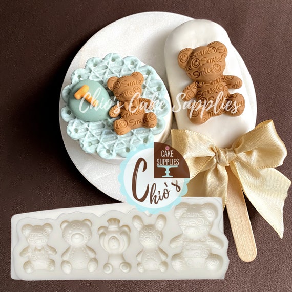 Teddy Bear Themed Silicone Mold, 5 different cavities