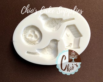 Molde de silicona para pájaro, nido, pajarera, 4 cavidades