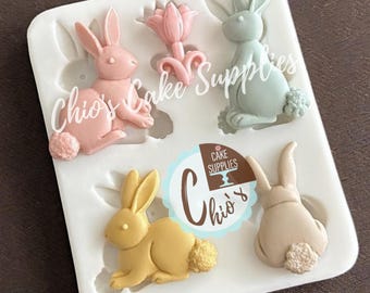 Stampo per sapone in silicone con coniglio 3D Giorno di Pasqua Forma di coniglietto Stampo per decorazione torta fondente Stampi per candele in silicone Gesso Argilla polimerica  15