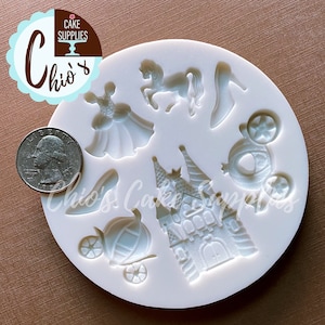 Princess / Cinderella  Themed Silicone Mold, 7 cavities.