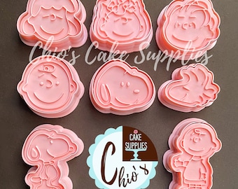 Cookie Cutter With Embosser Stamp, 16 pieces Set, 8cutters + 8 embosser stamps. Design 005
