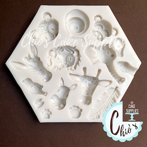 Safari/Jungle Animals Silicone Mold, 14 different cavities.