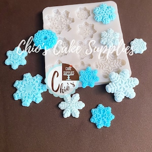 Snowflake silicone mold, 10 cavities, 10 different designs.
