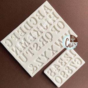 Alphabet Uppercase Letters & Numbers Silicone Molds, Design No. 016