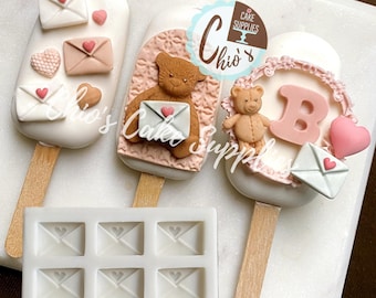 Mini Envelopes With Heart Silicone Mold, 6 cavities