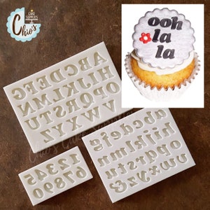 Mini Alphabet Silicone Mold Set. Uppercase, lowercase letters & Numbers. Design No. 004
