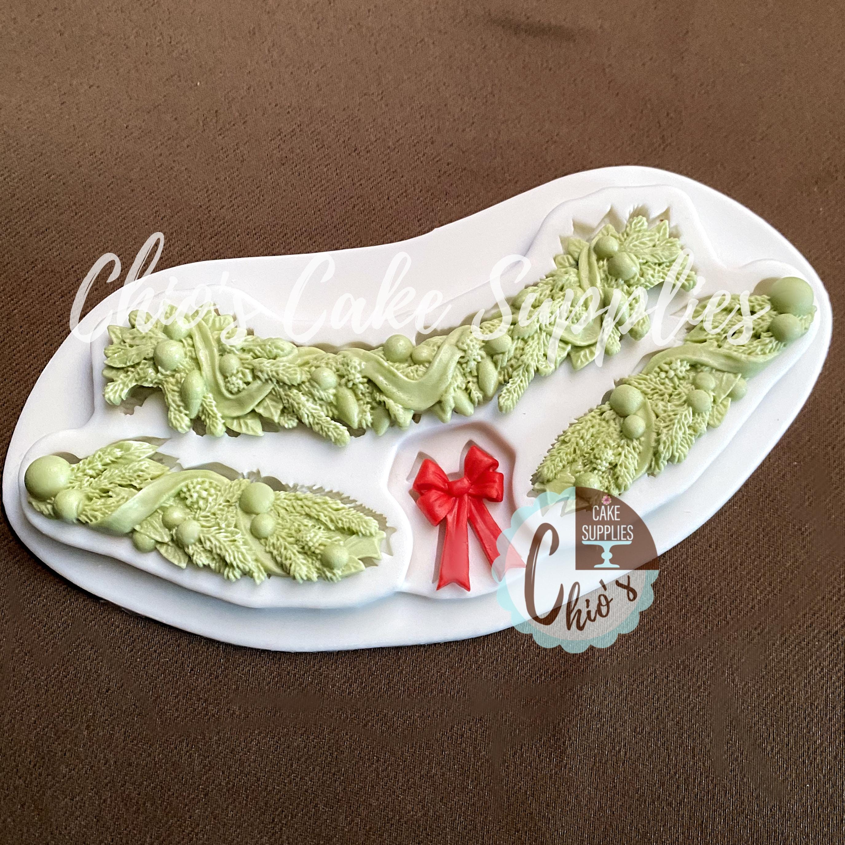 Christmas Garland and Bow Silicone Mold