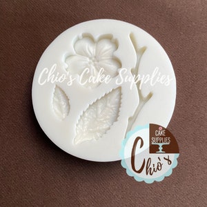 Molde de silicona con forma de flor, hojas y tallo, 4 cavidades