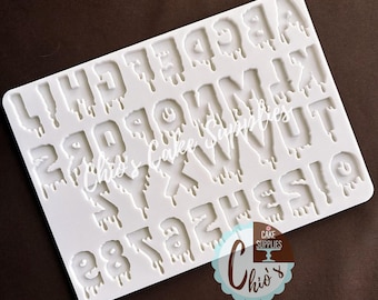Melting / Dripping Letters And Numbers Silicone Mold, 36 cavities