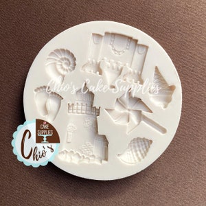 Sand castle, ice cream, windmill, shells / Beach themed silicone mold