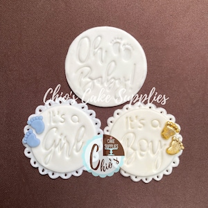 Baby Shower Fondant Embosser Stamps: It&#39;s a Boy, Girl, Oh Baby! (2&quot; diameter)