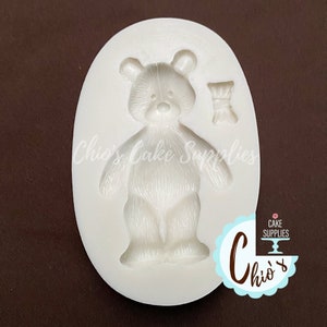 Teddy bear with bow silicone mold