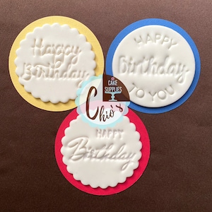 Happy Birthday Fondant Embosser Stamps, 2.5&quot; diameter