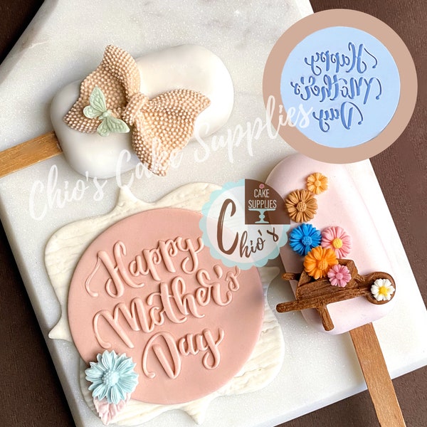 Happy Mother's Day Fondant Debosser Stamp, 3" diameter