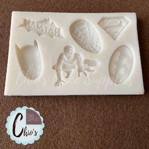 Superhero Themed Mini Silicone Mold, 6 cavities, 6 different designs.