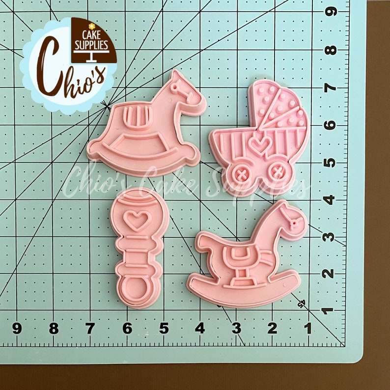 Baby Shower Themed Cookie Cutters With Embosser Stamp Sets Etsy