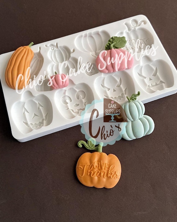 Pumpkin, Give Thanks, Jack Lantern Silicone Mold, 11 cavities