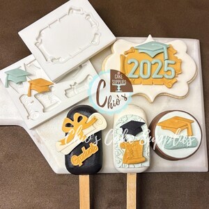 Molde de silicona con temática de graduación/diploma de graduación