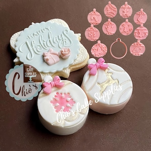 Christmas Ornaments Cookie Cutter 11 pieces set, 1 cutter + 10 different embossers