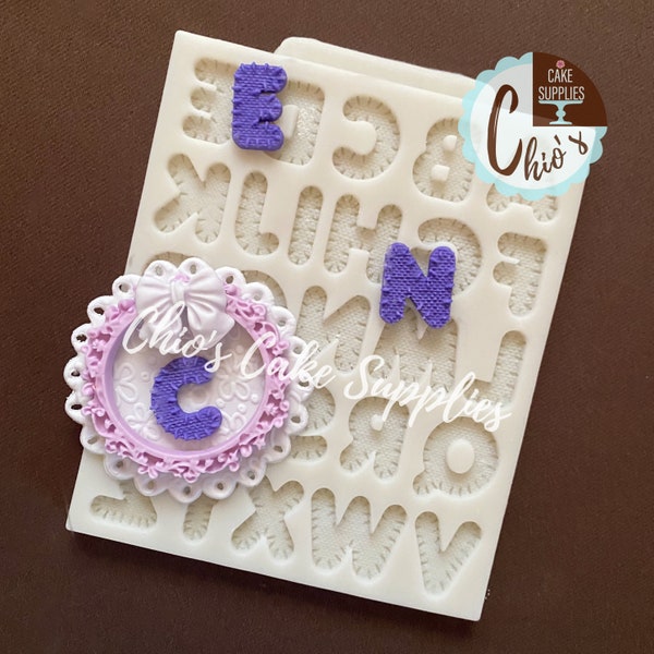 Stretched Uppercase Alphabet Silicone Mold. 26 cavities.