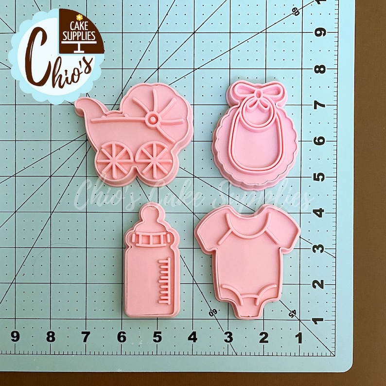 Baby Shower Themed Cookie Cutters With Embosser Stamp Sets Etsy