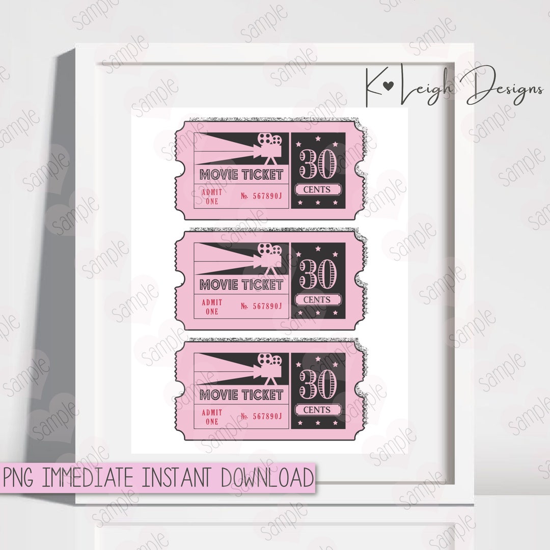 Printable 8x10 Movie Ticket Hollywood Maximalistic Wall Art Immediate ...