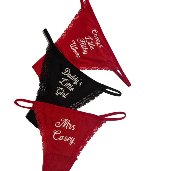 Custom Sexy Panti, Sexy Thong with Name, Customised Kinky Panties with Personalised Name Thong Novely Cheeky Panties, Personal Name Gift