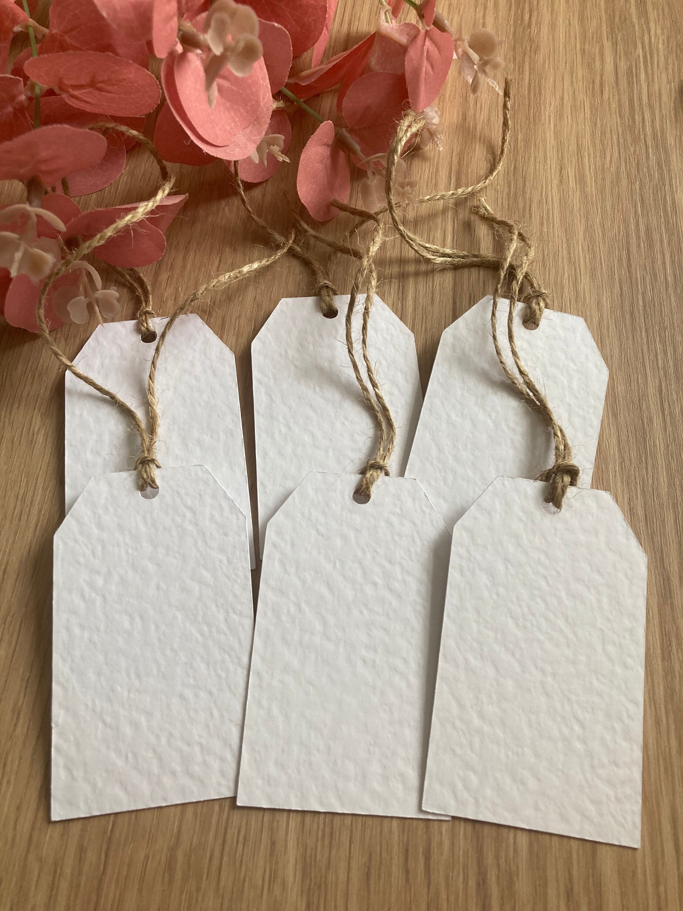 White Hammered/linen Gift Tags With Jute String/ Wedding Tags/ Etsy UK