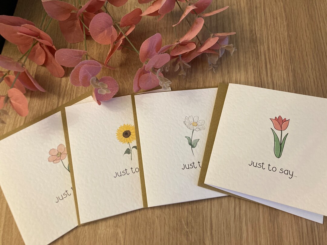 Set of 4 Flower Notecards/ Flower Notelets/ Blank Greetings Cards - Etsy UK