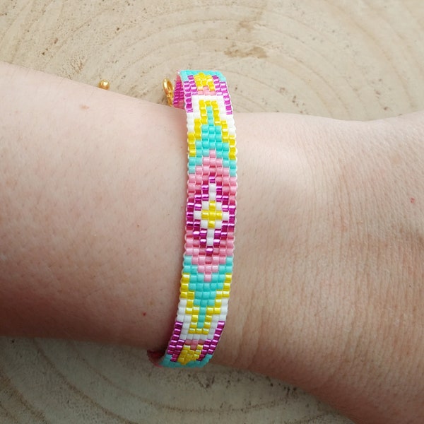 Multicolor summer beadwork bracelet, slim cuff bracelet, miyuki no loom bracelet, Greek jewelry, elegant jewellery for her, unique presents