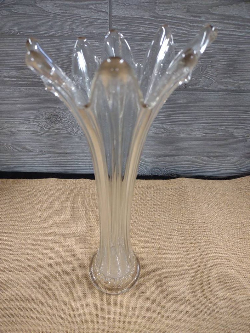 Vtg Heisey Glass Colonial Clear Swung Glass Vase Ruffled Edge Etsy