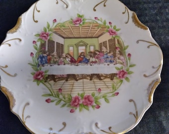 Religious Last Supper 18karet Gold Trim Plate