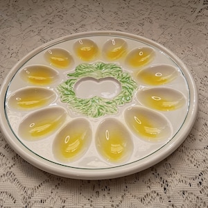Vtg Porcelain Deviled Egg Plate