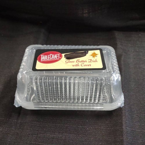 Clear Glass Butter Dish Etsy