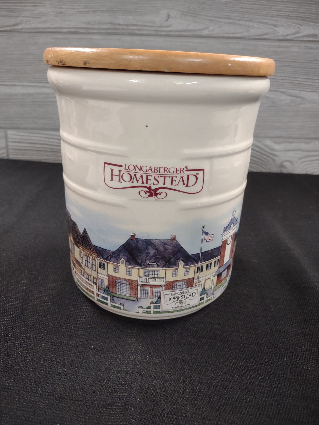 Longaberger Pottery Woven Traditions Heritage Large Canister With