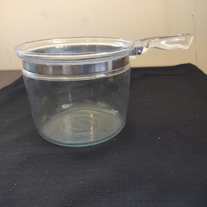 Vtg Pyrex Flameware Glass Pot Bakelite Handle 1.5 qt